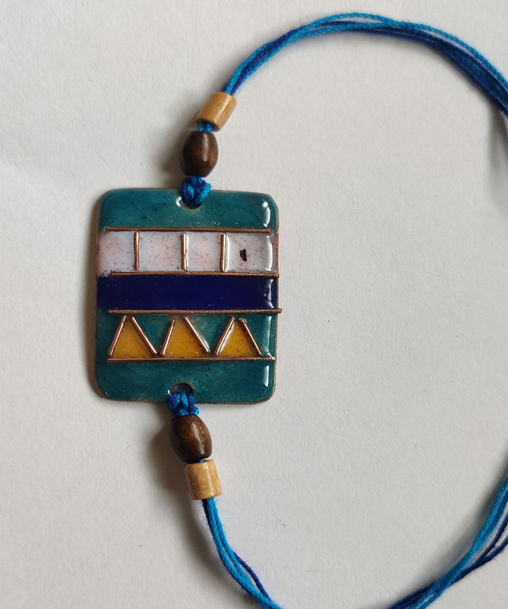 Blue copper hand made enamelling rakhi