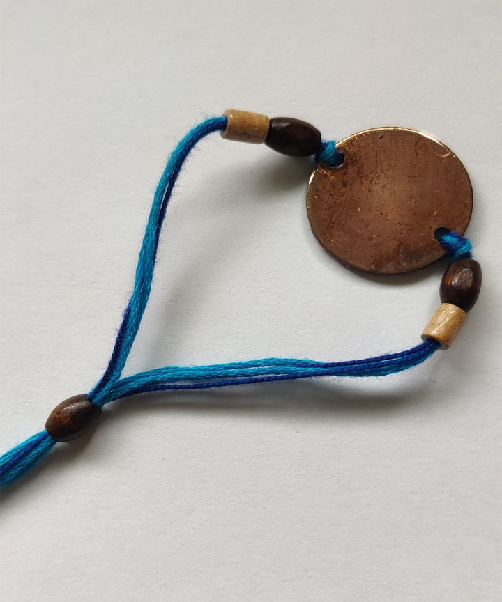 Blue copper handcrafted enamelling rakhi