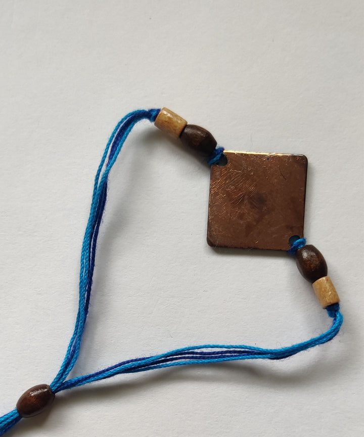 Blue hand made copper enamelling rakhi
