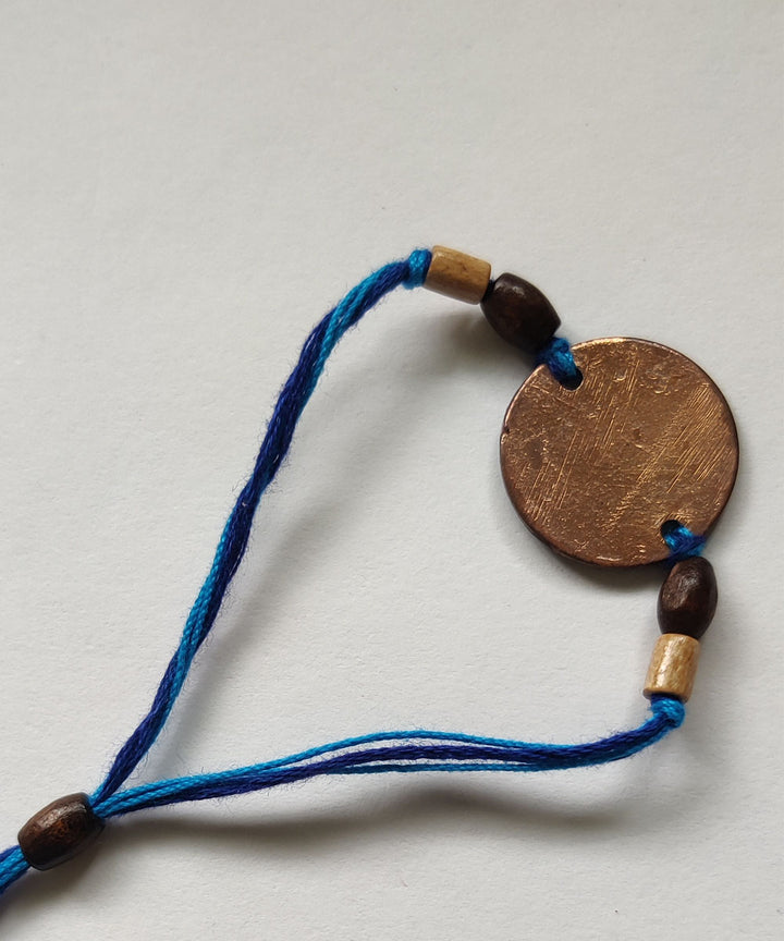 Blue hand made enamelling copper rakhi