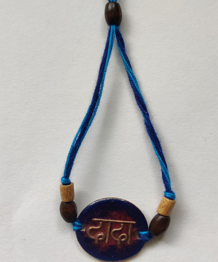 Blue hand made enamelling copper rakhi
