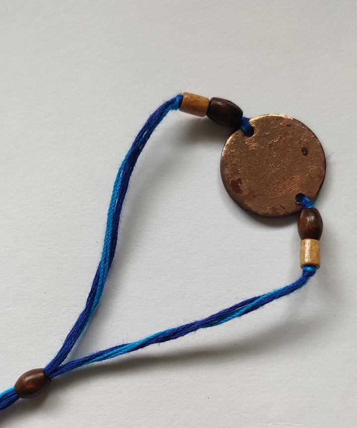 Blue copper enamelling handmade rakhi