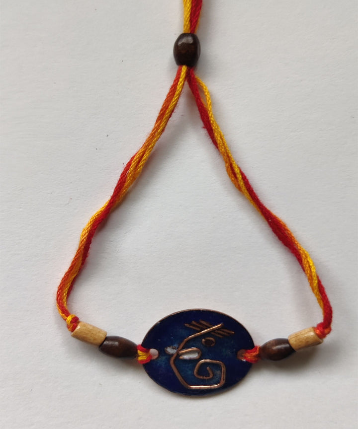 Blue copper hand craft enamelling rakhi