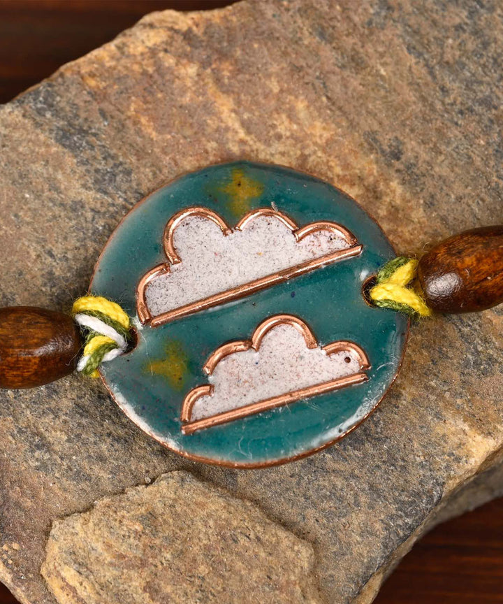 Blue enamelling copper handmade  rakhi