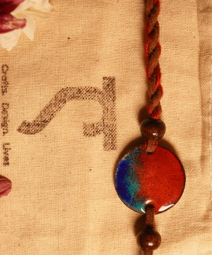 Red copper handmade enamelling rakhi