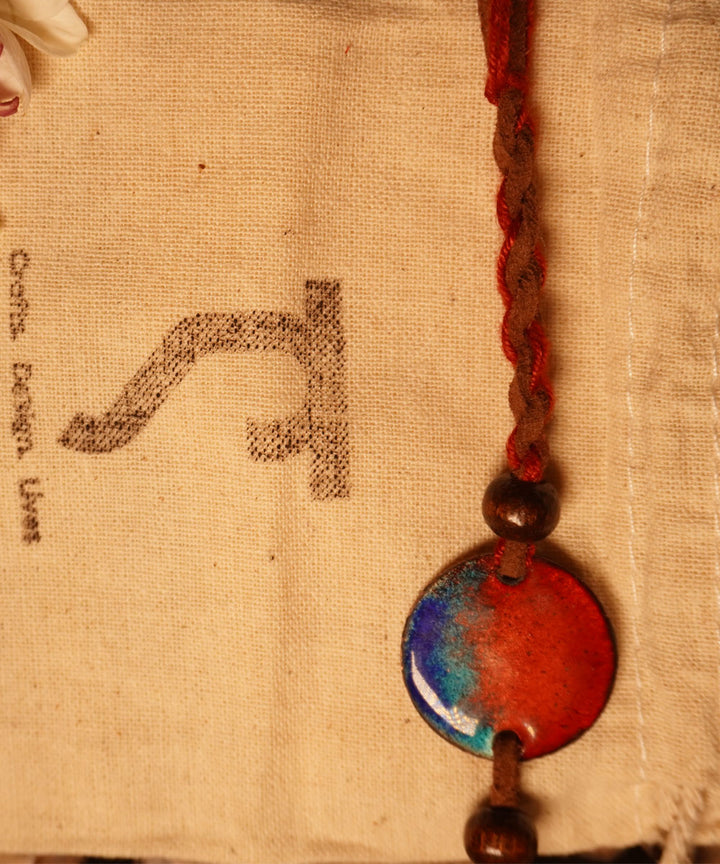 Red copper handmade enamelling rakhi