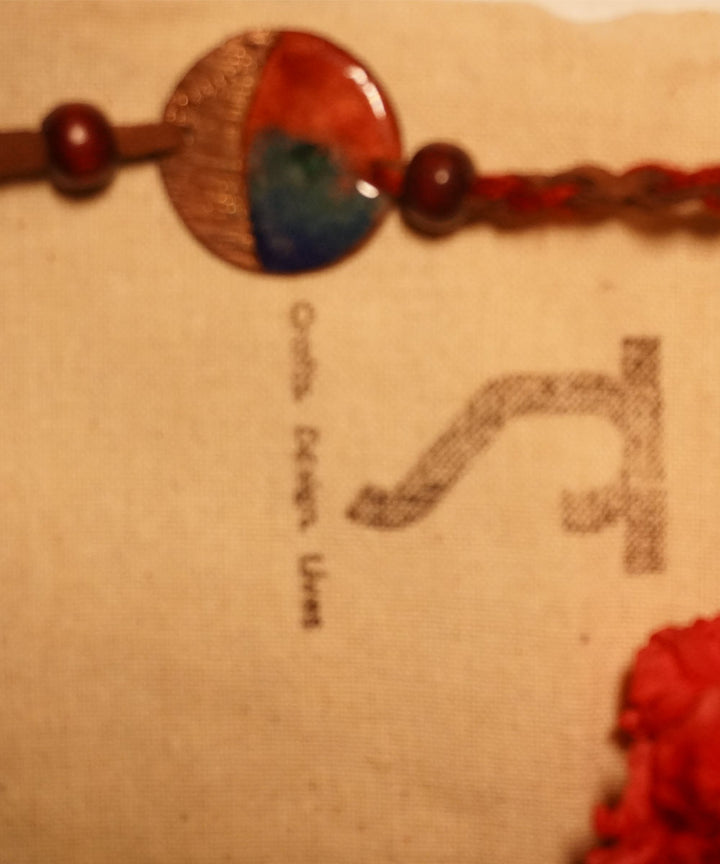 Red brown copper handmade enamelling rakhi