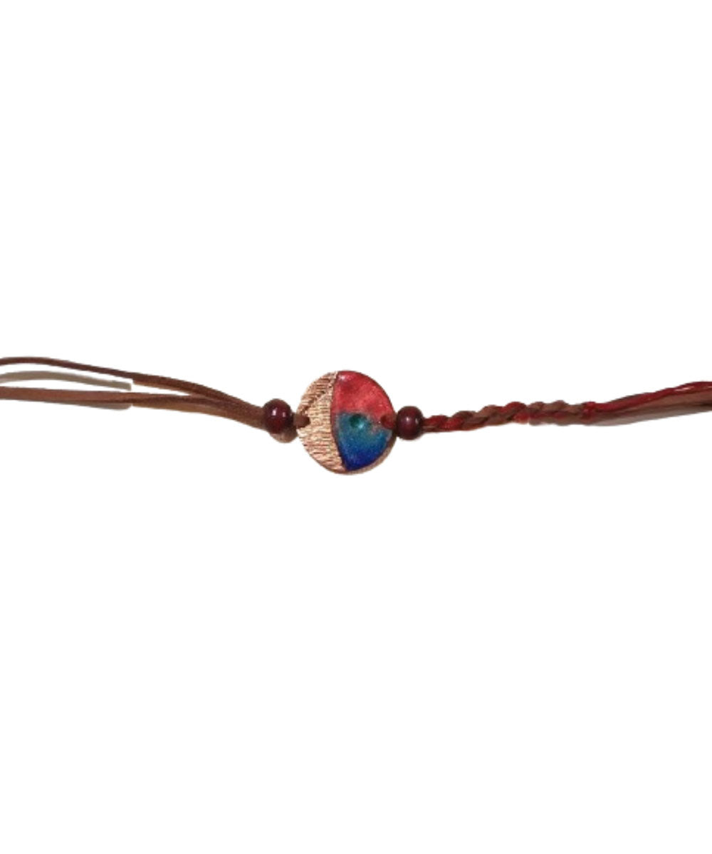 Red brown copper handmade enamelling rakhi