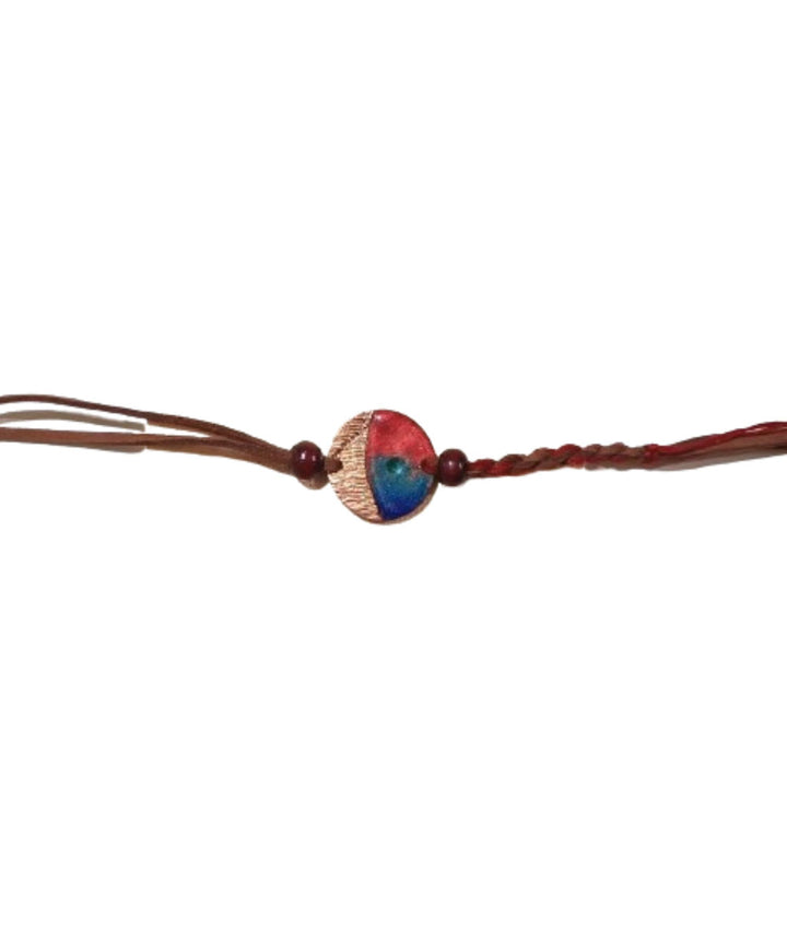 Red brown copper handmade enamelling rakhi