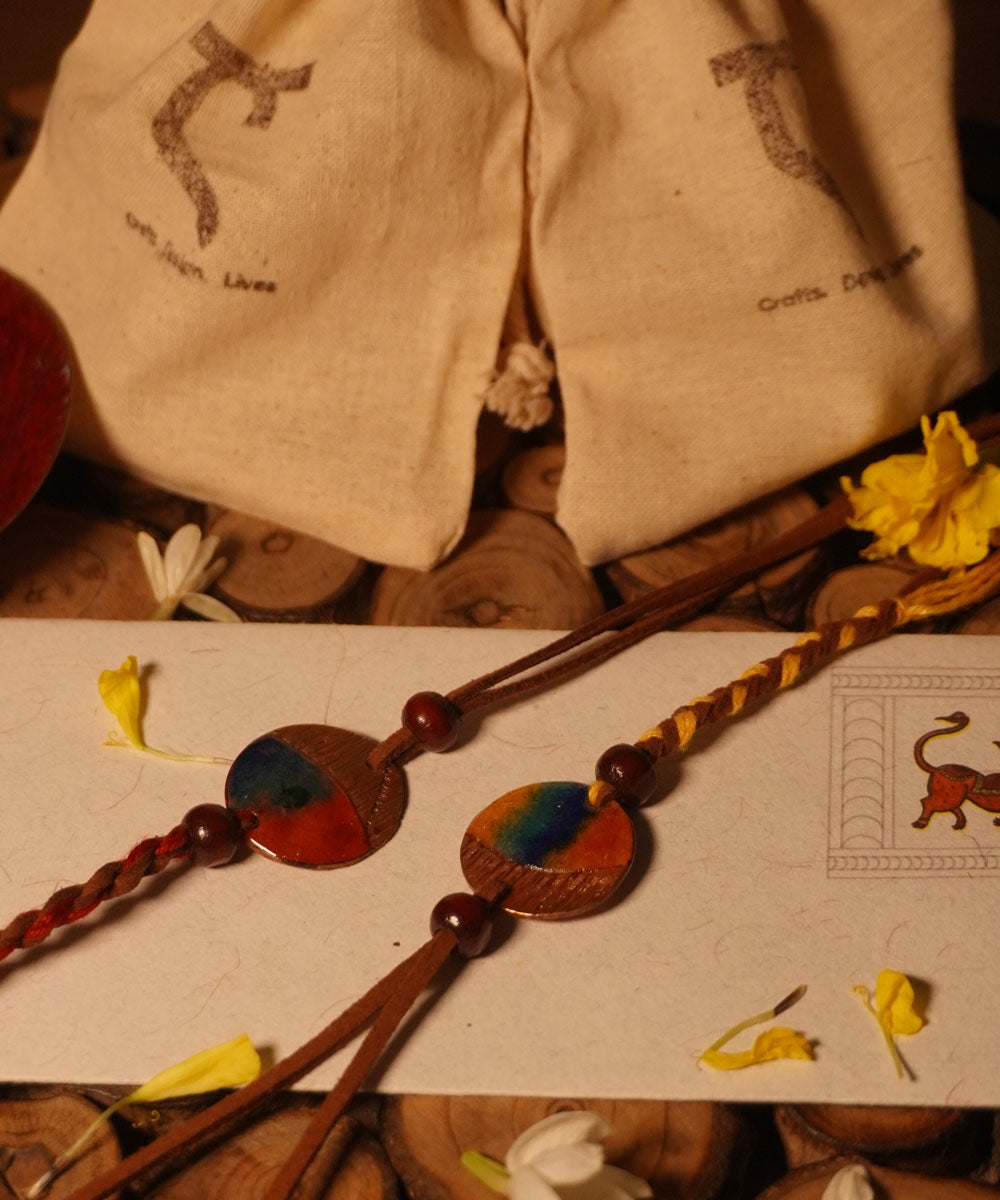 Multicolour copper handmade enamelling rakhi