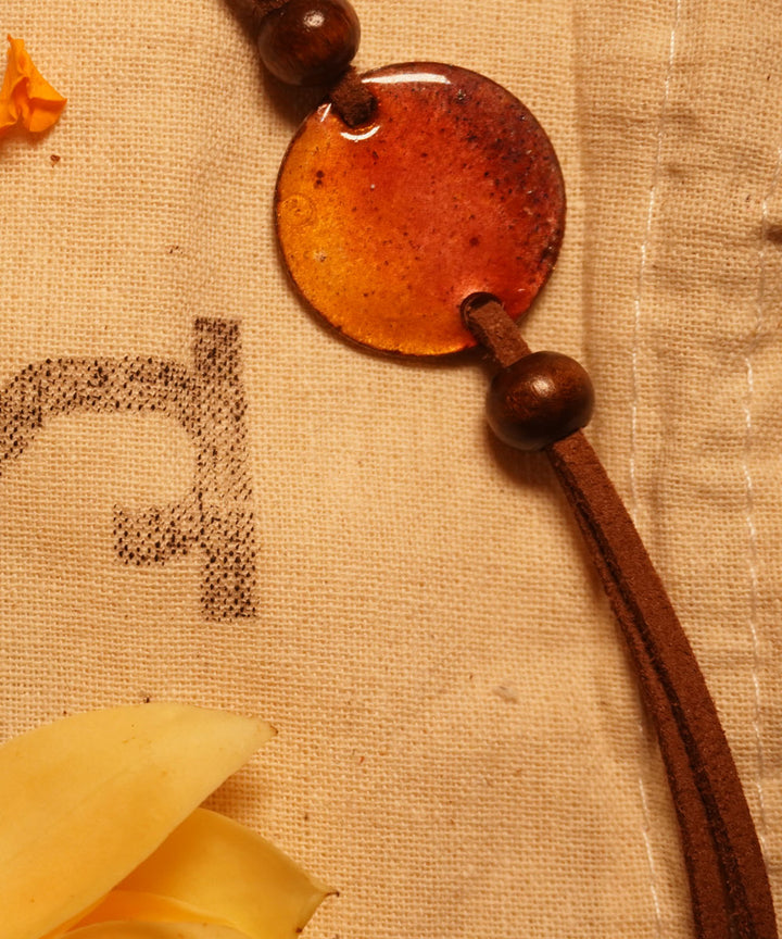 Yellow handmade enamelling copper rakhi