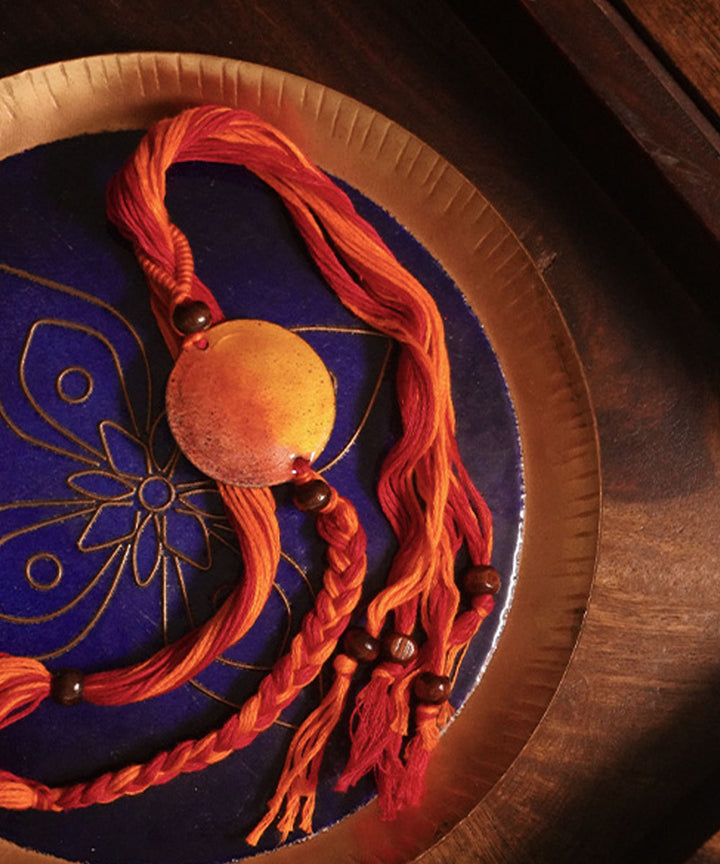 Yellow copper enamelling rakhi