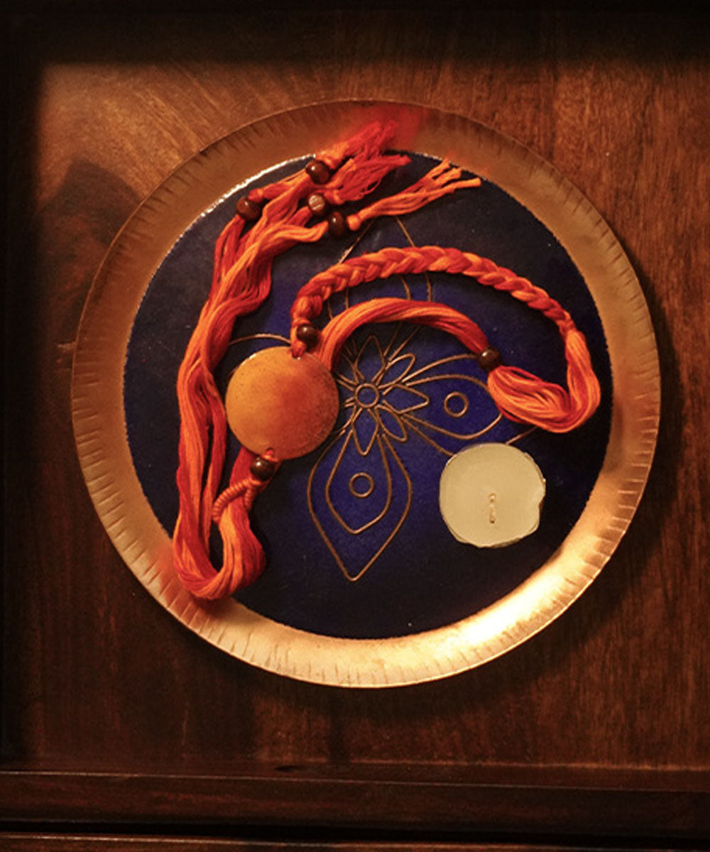 Yellow copper enamelling rakhi