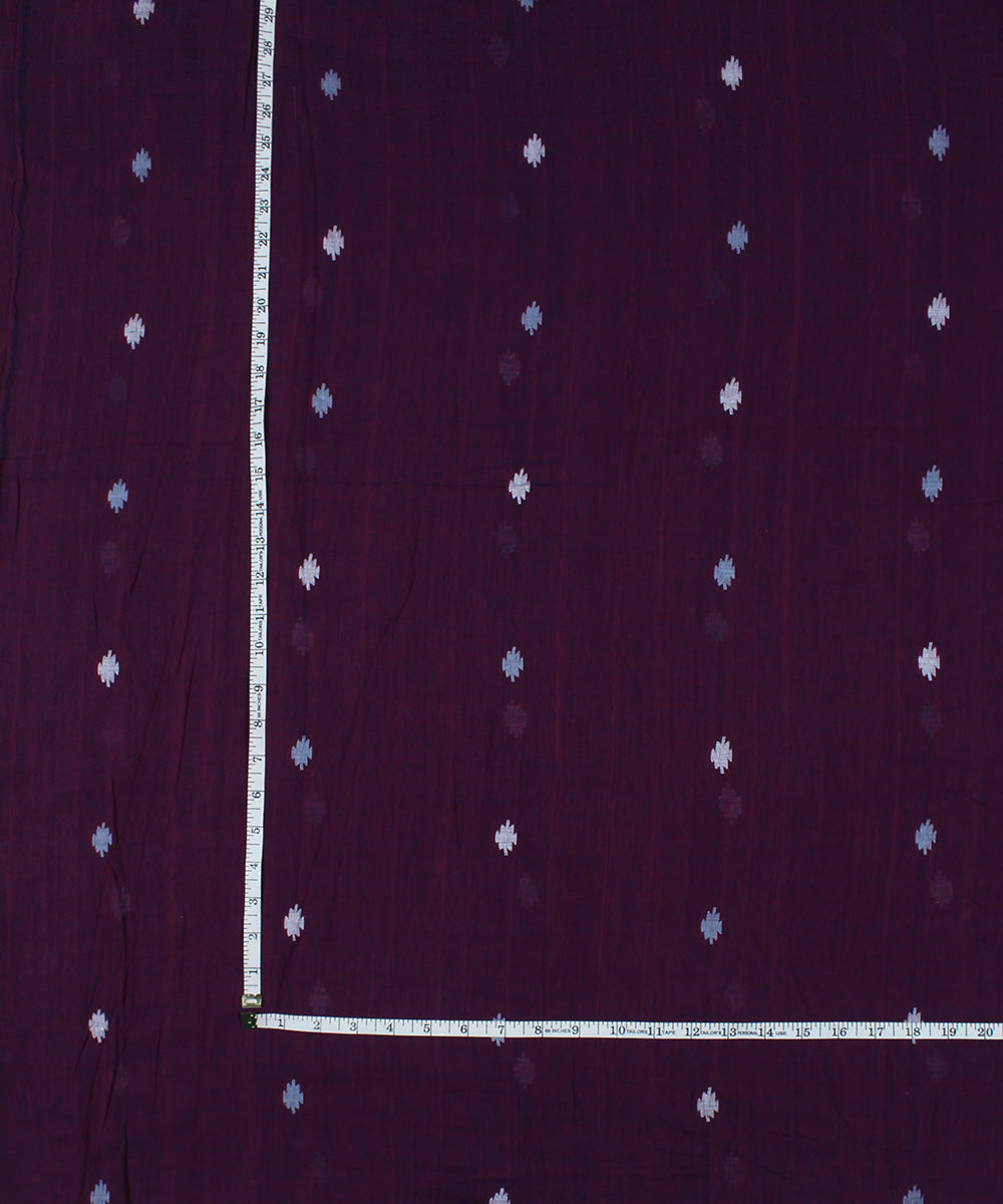 Wine handwoven jamdani cotton fabric