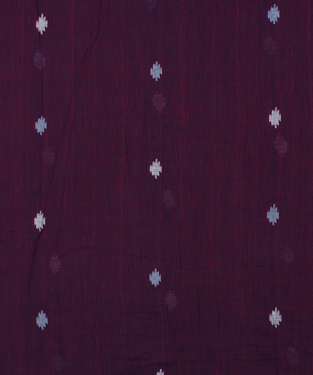 Wine handwoven jamdani cotton fabric