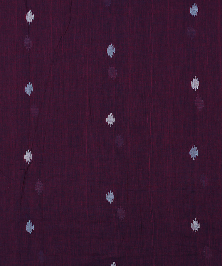 Wine handwoven jamdani cotton fabric