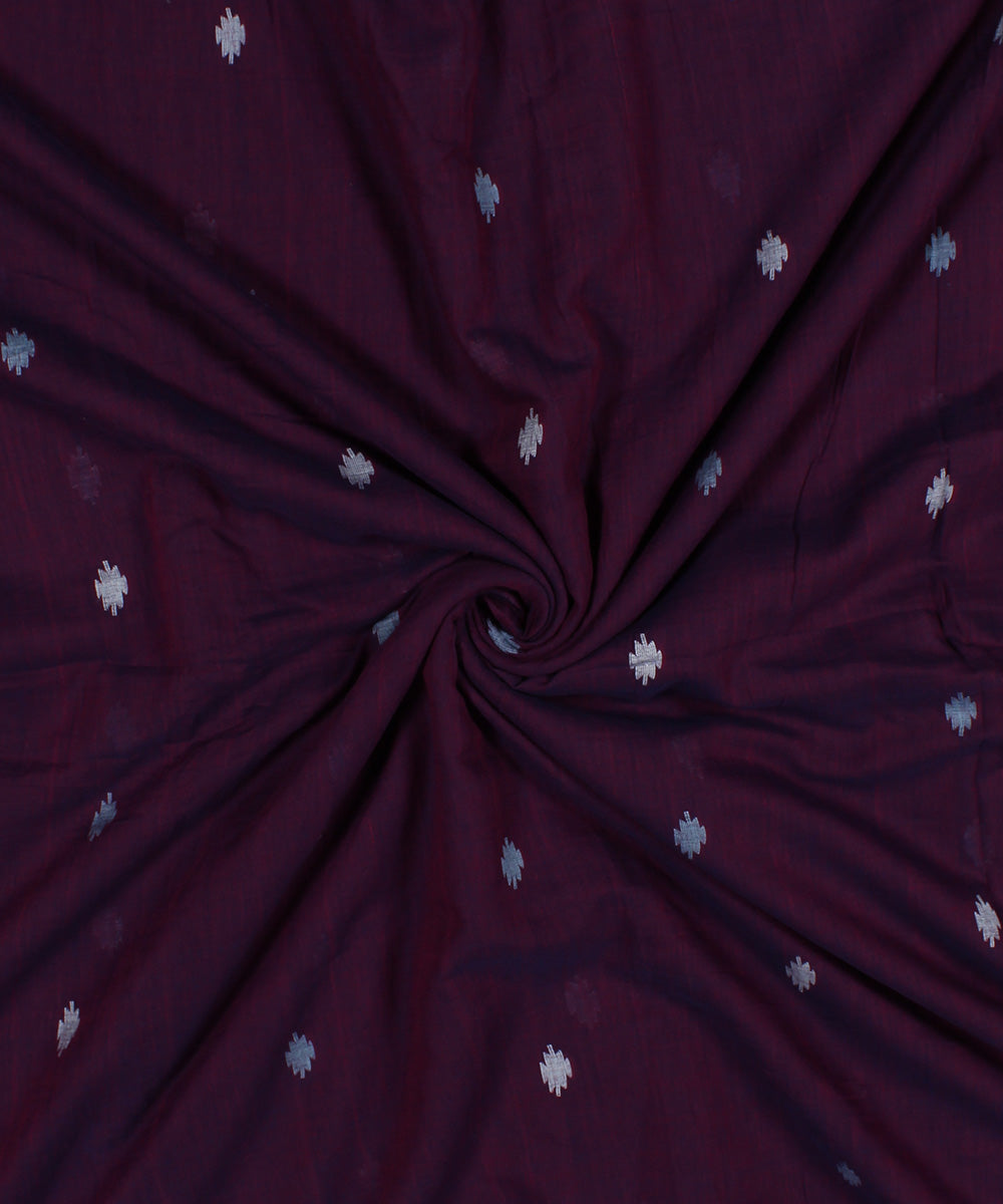 Wine handwoven jamdani cotton fabric