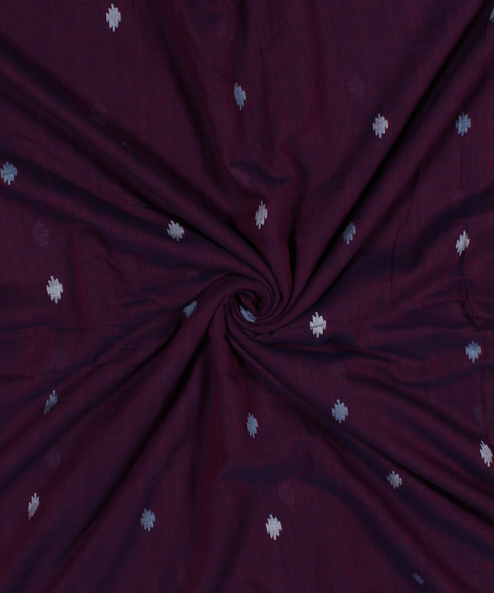 Wine handwoven jamdani cotton fabric