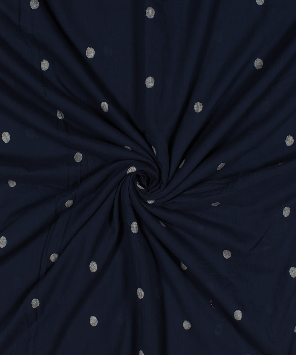 2.5 mtrs Blue handwoven jamdani cotton butti fabric