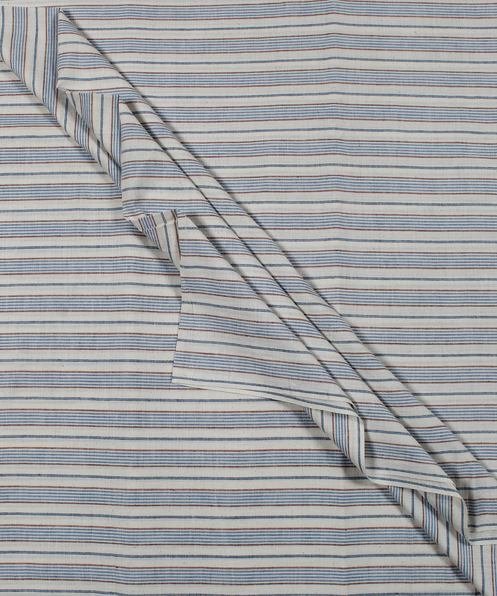 White blue handwoven bengal cotton stripes fabric
