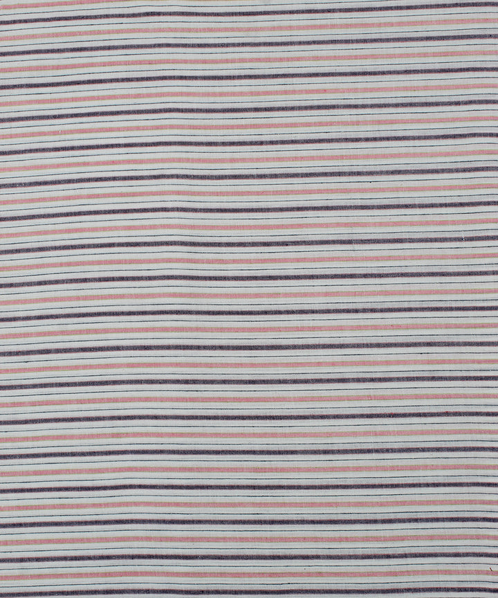 Blue pink handwoven bengal cotton stripes fabric