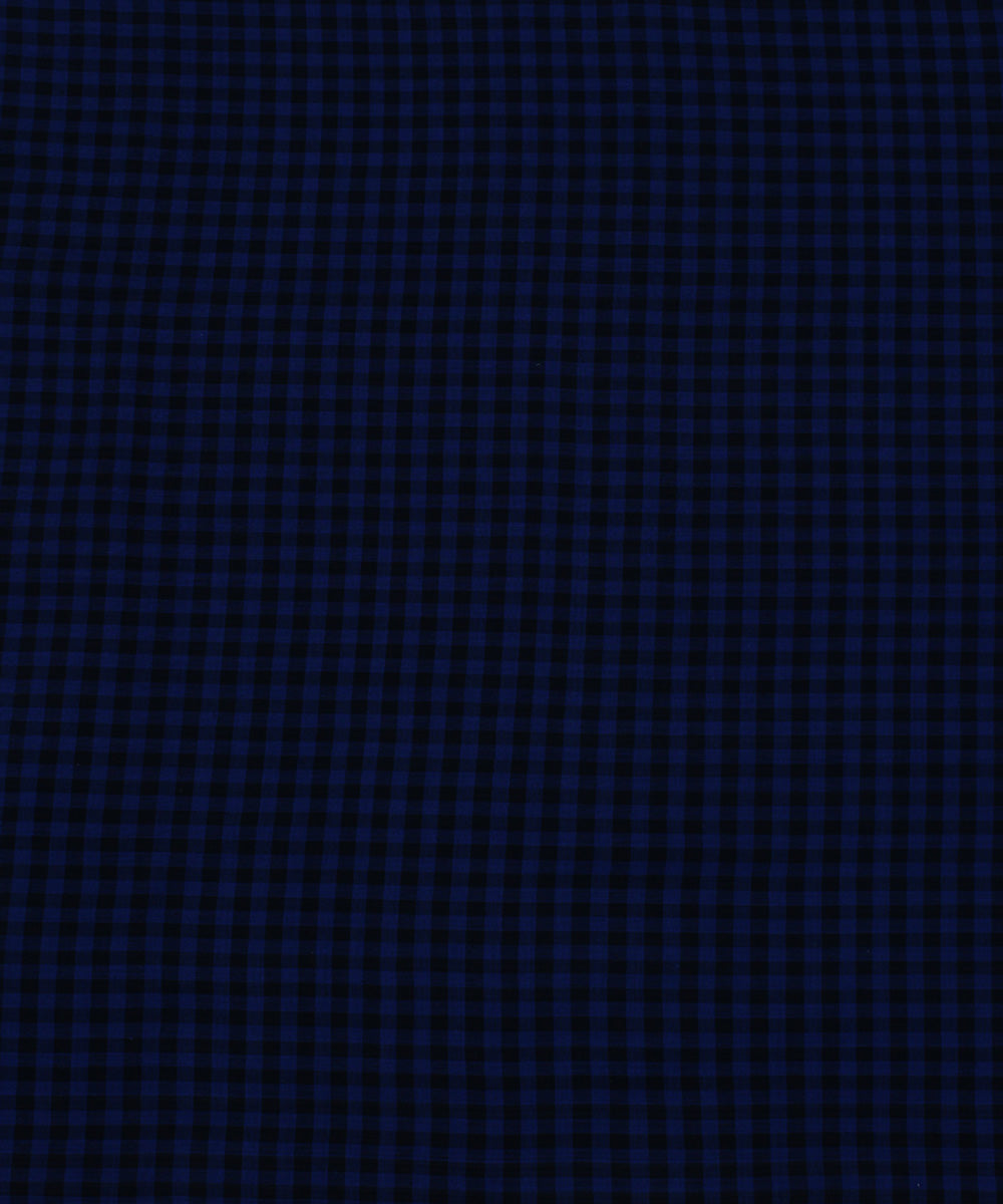 Blue black handwoven bengal cotton checks fabric
