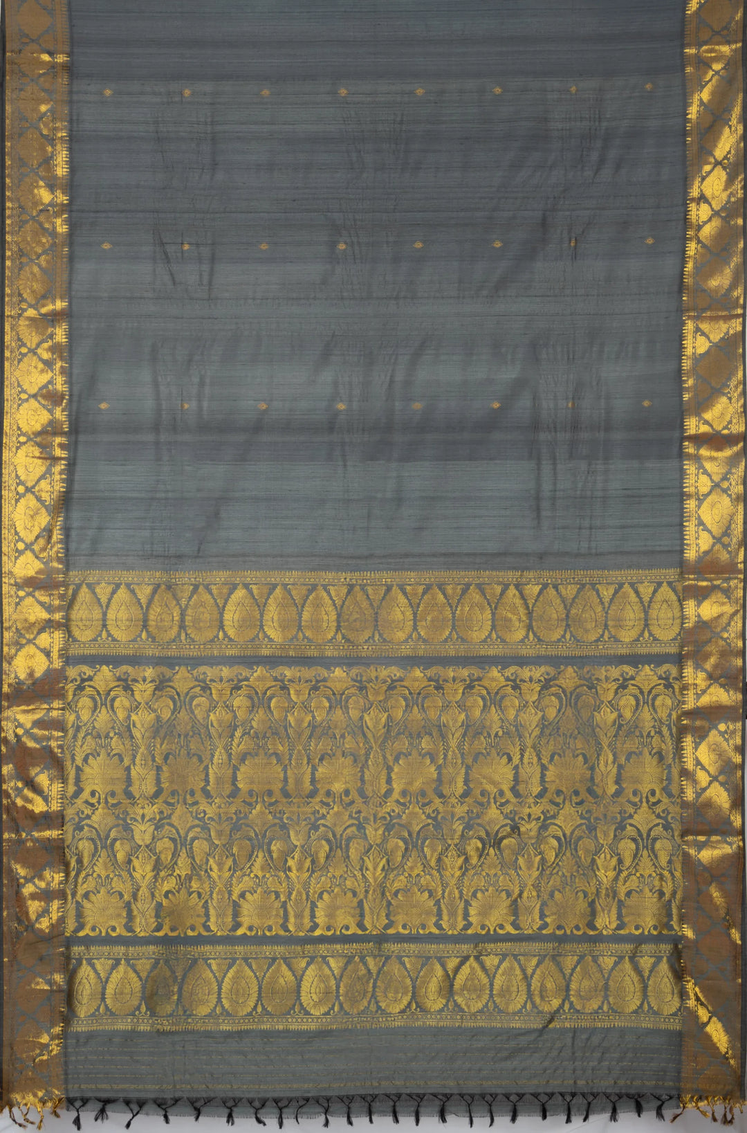Grey handwoven baluchari silk saree