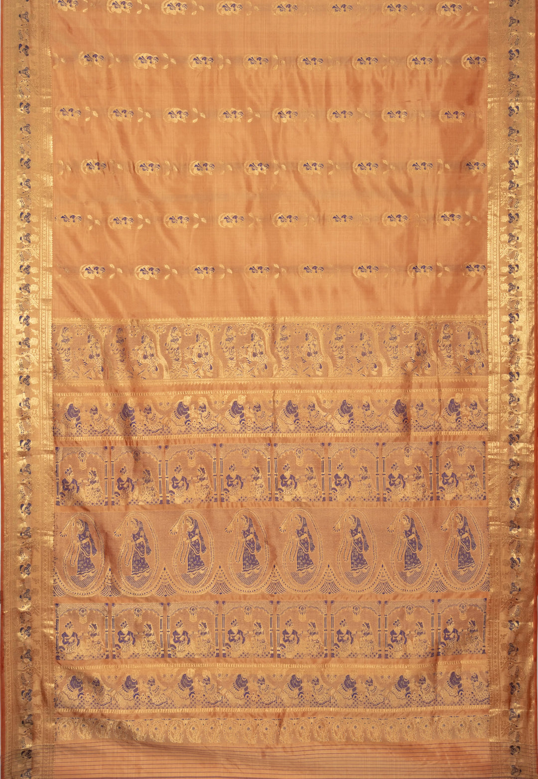 Peach mina work handwoven baluchari silk saree