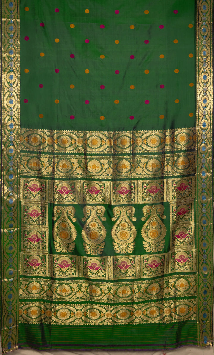 Green handwoven baluchari silk saree