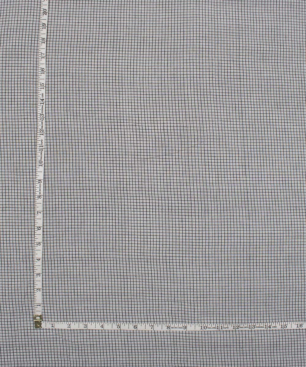 White black checks handwoven bengal cotton fabric