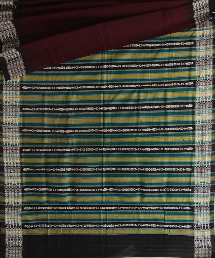 Brown black cotton handloom Habaspuri saree