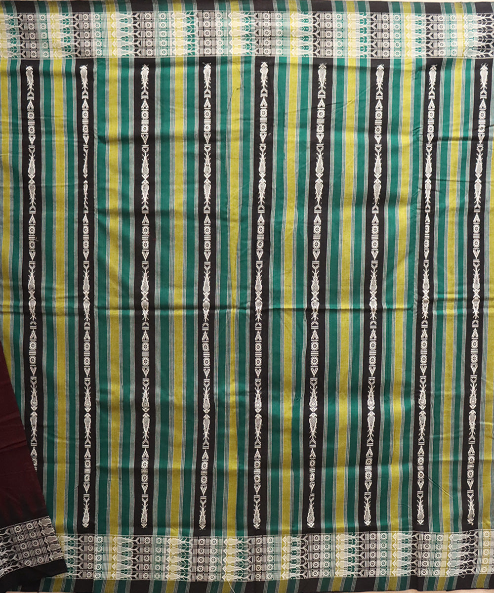 Brown black cotton handloom Habaspuri saree