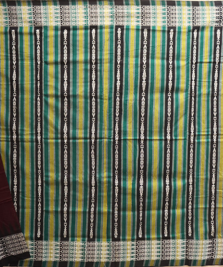 Brown black cotton handloom Habaspuri saree