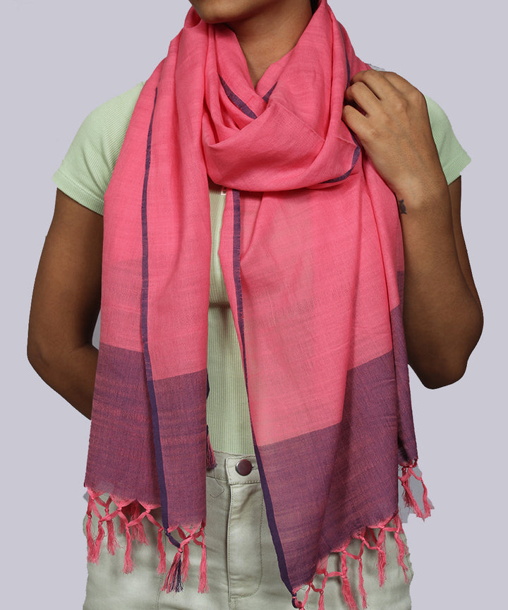 Pink purple handwoven cotton stripes stole