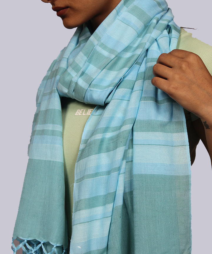 Skyblue handwoven cotton stripes stole