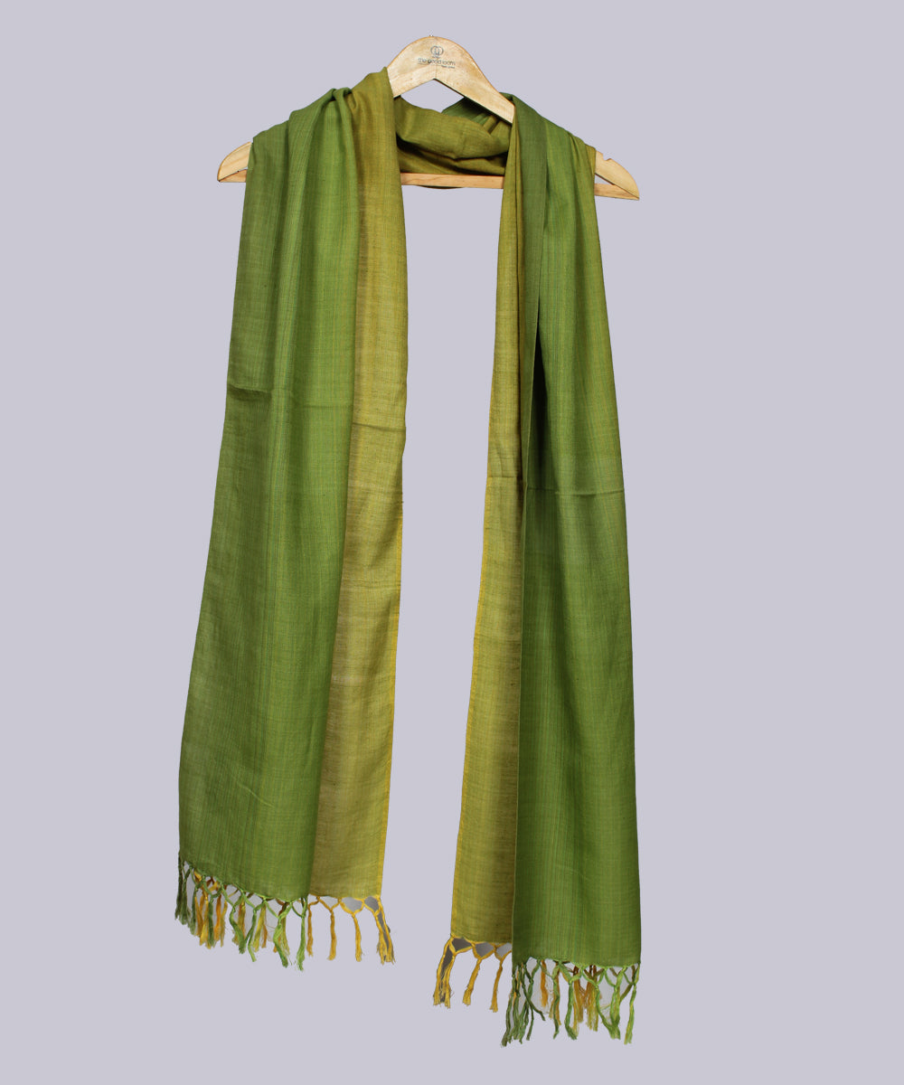 Olive handwoven cotton stripes stole