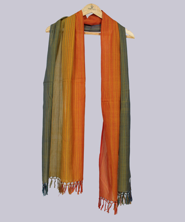 Multicolor handwoven cotton stripes stole