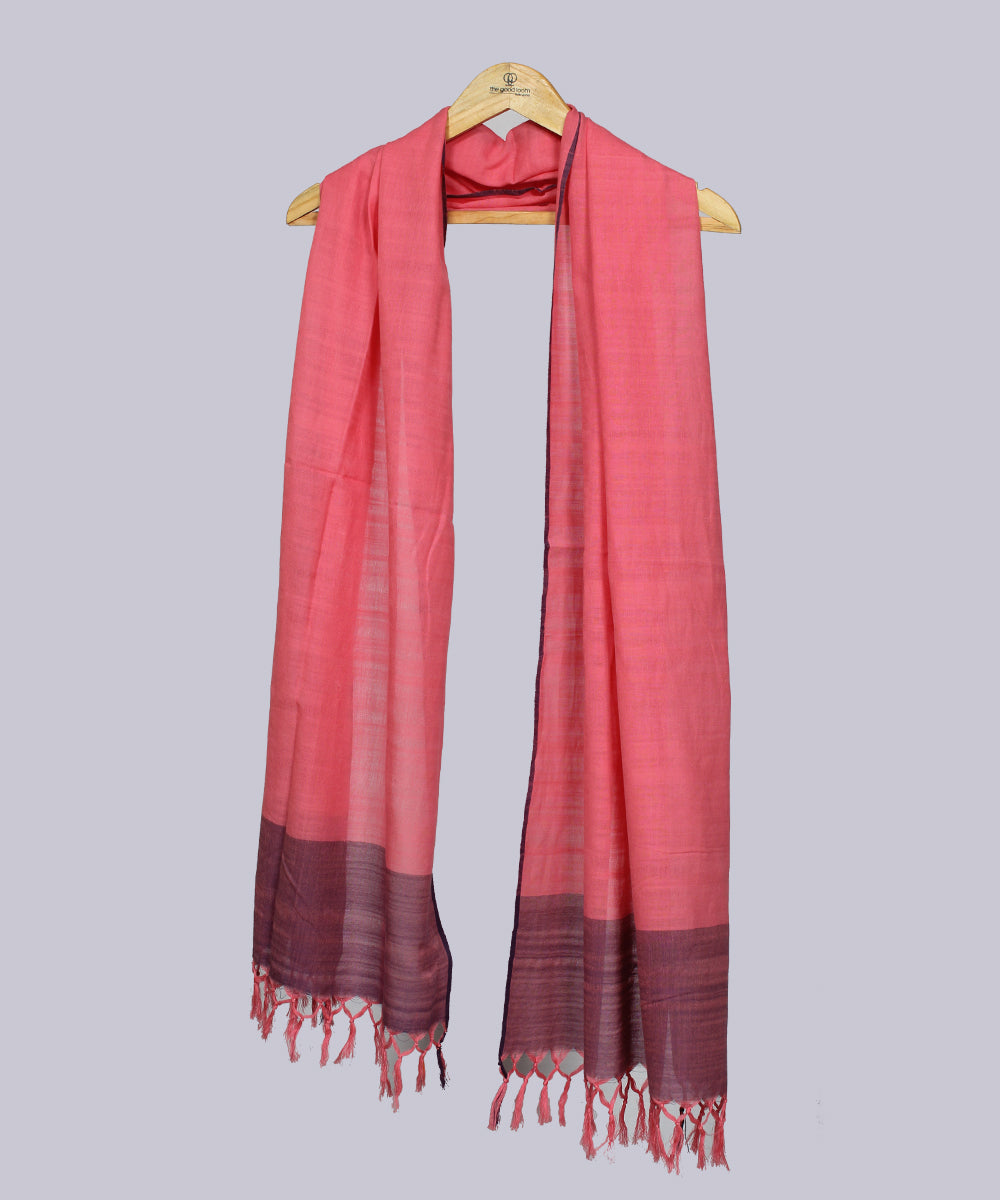 Pink purple handwoven cotton stripes stole