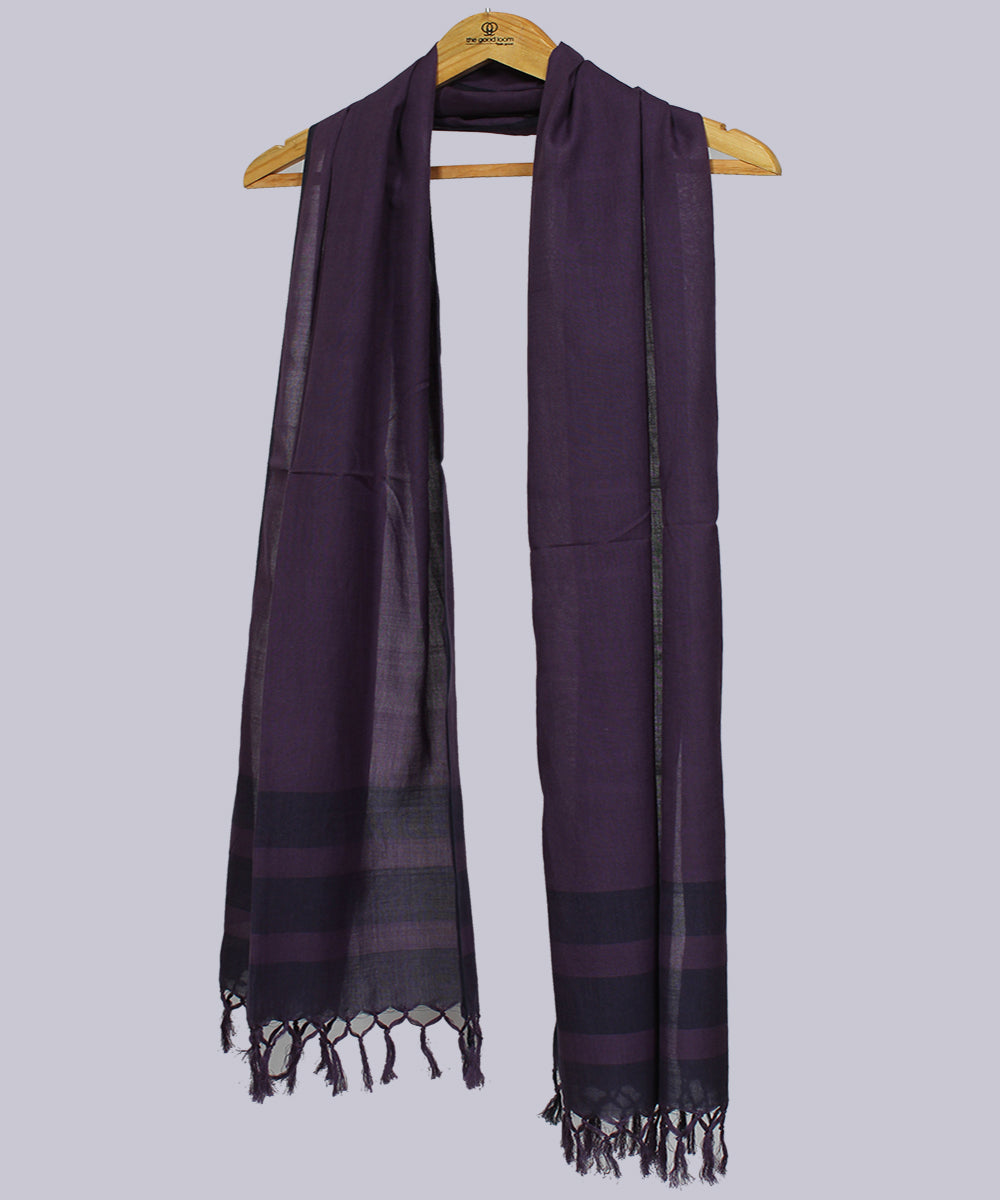 Purple handwoven cotton stripes stole