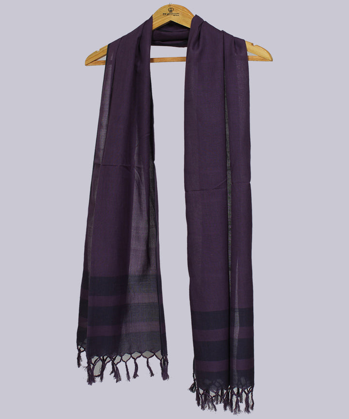 Purple handwoven cotton stripes stole