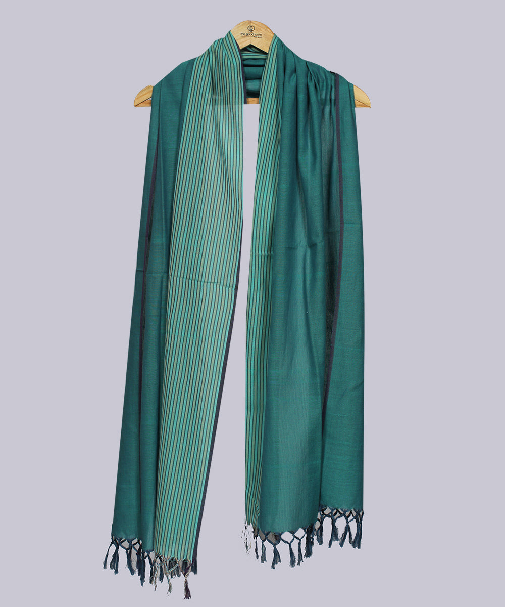 Blue purple handwoven cotton stripes stole