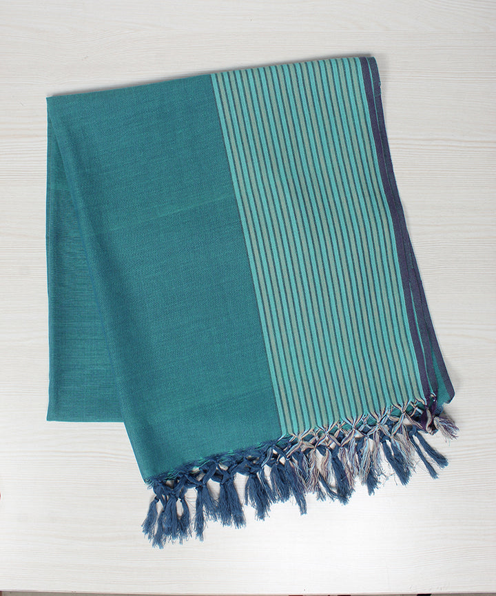 Blue purple handwoven cotton stripes stole