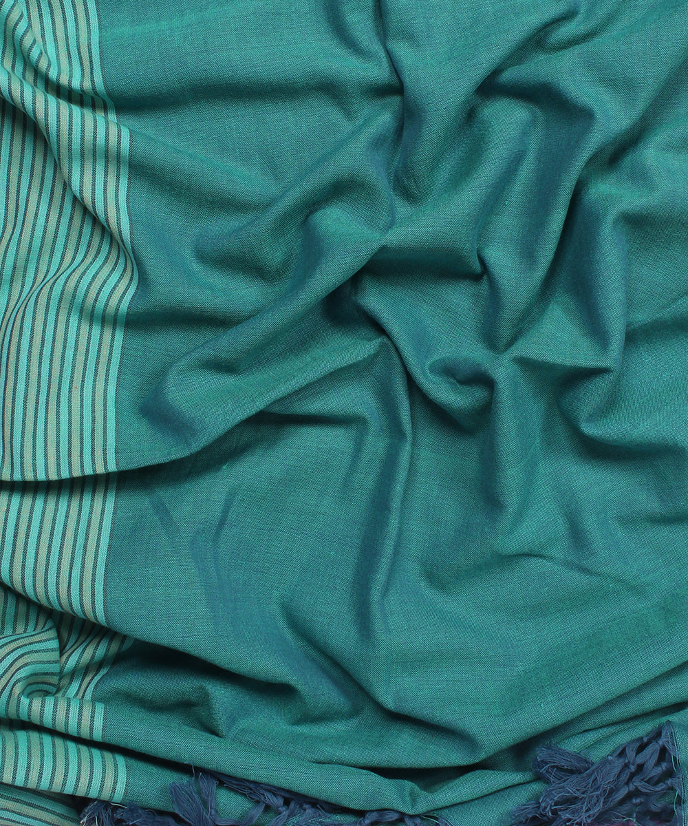 Blue purple handwoven cotton stripes stole