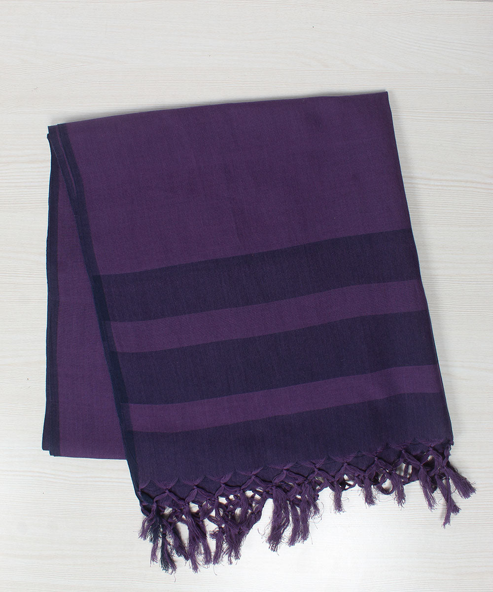 Purple handwoven cotton stripes stole
