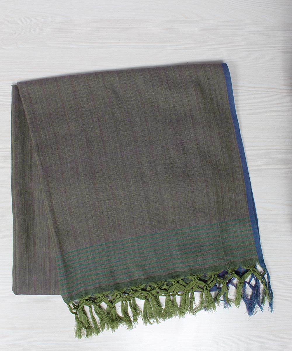 Olive purple handwoven cotton stripes stole