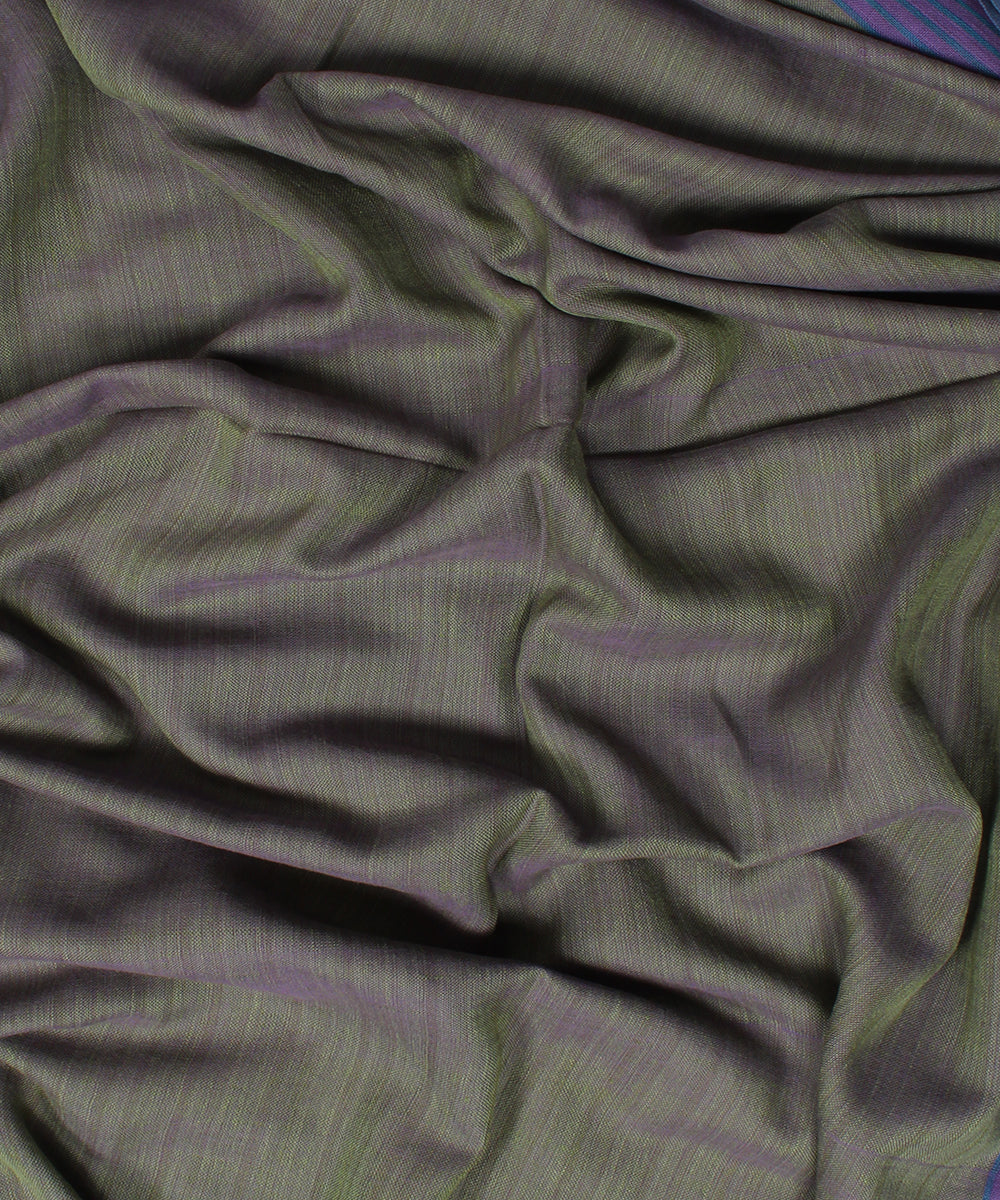 Olive purple handwoven cotton stripes stole