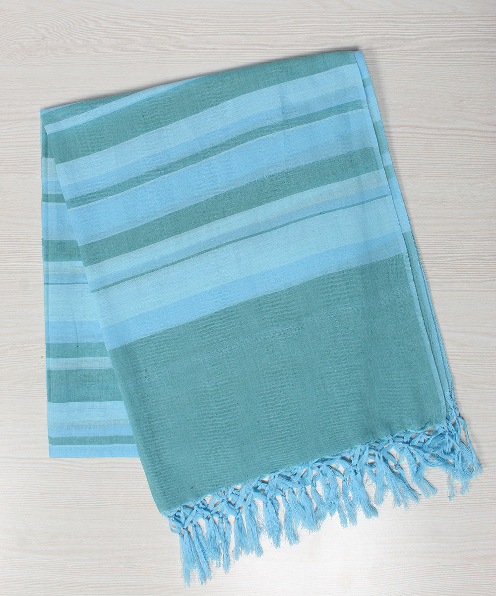 Skyblue handwoven cotton stripes stole