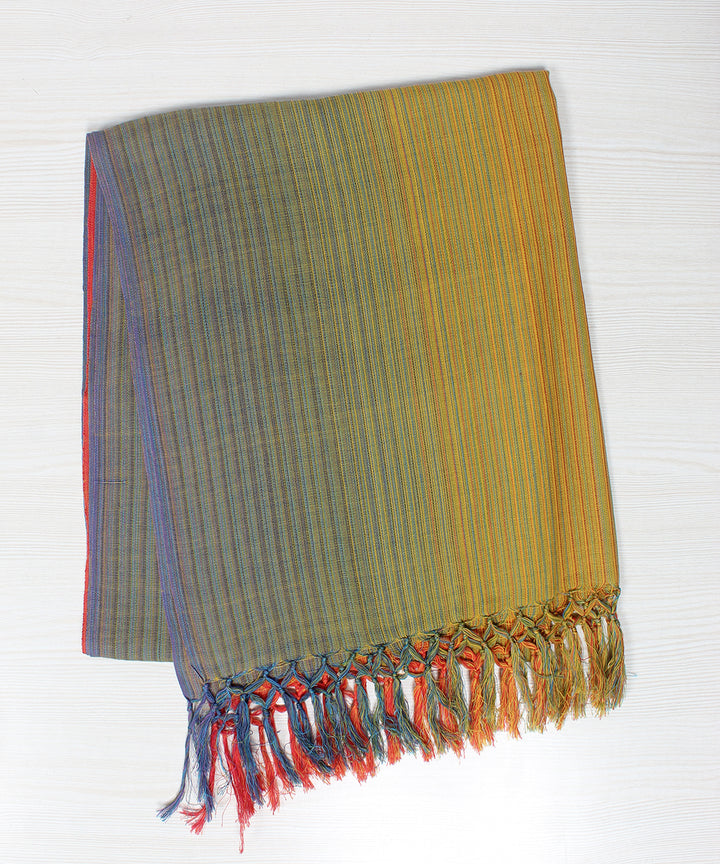 Multicolor handwoven cotton stripes stole