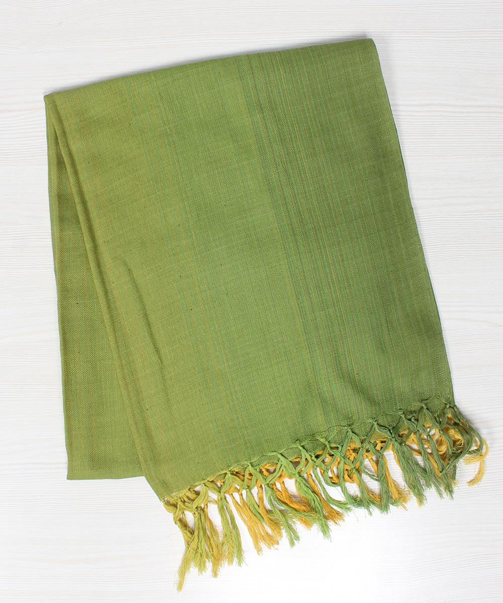 Olive handwoven cotton stripes stole