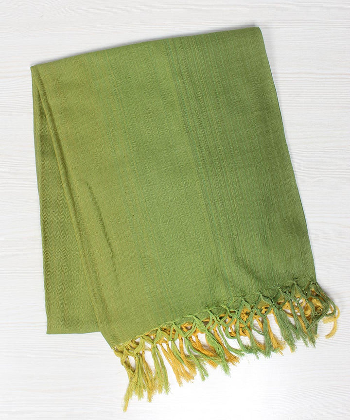 Olive handwoven cotton stripes stole